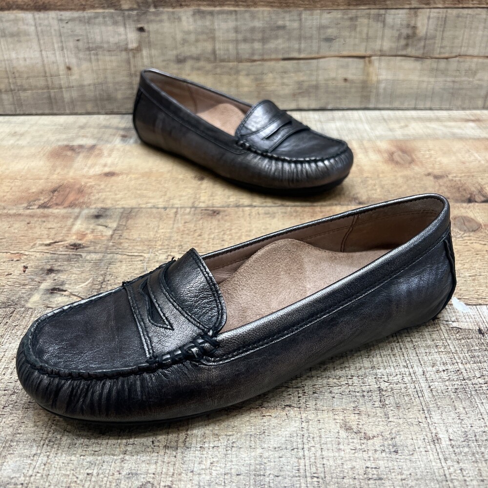 Abeo Bio System Womens Metallic Leather Penny Loafers Slip On Shoes Size 6 N